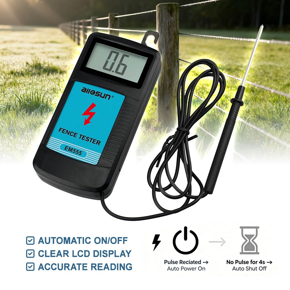 allsun LCD screen readout displaying fence voltage in kV