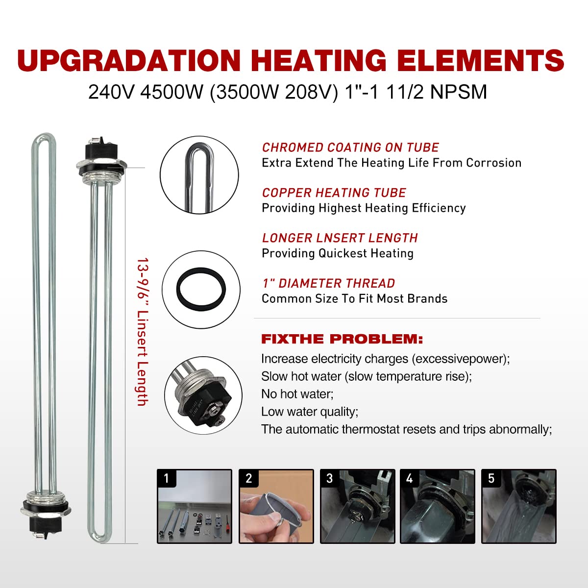 Alltemp element wrench 10 inches shown for easy installation.