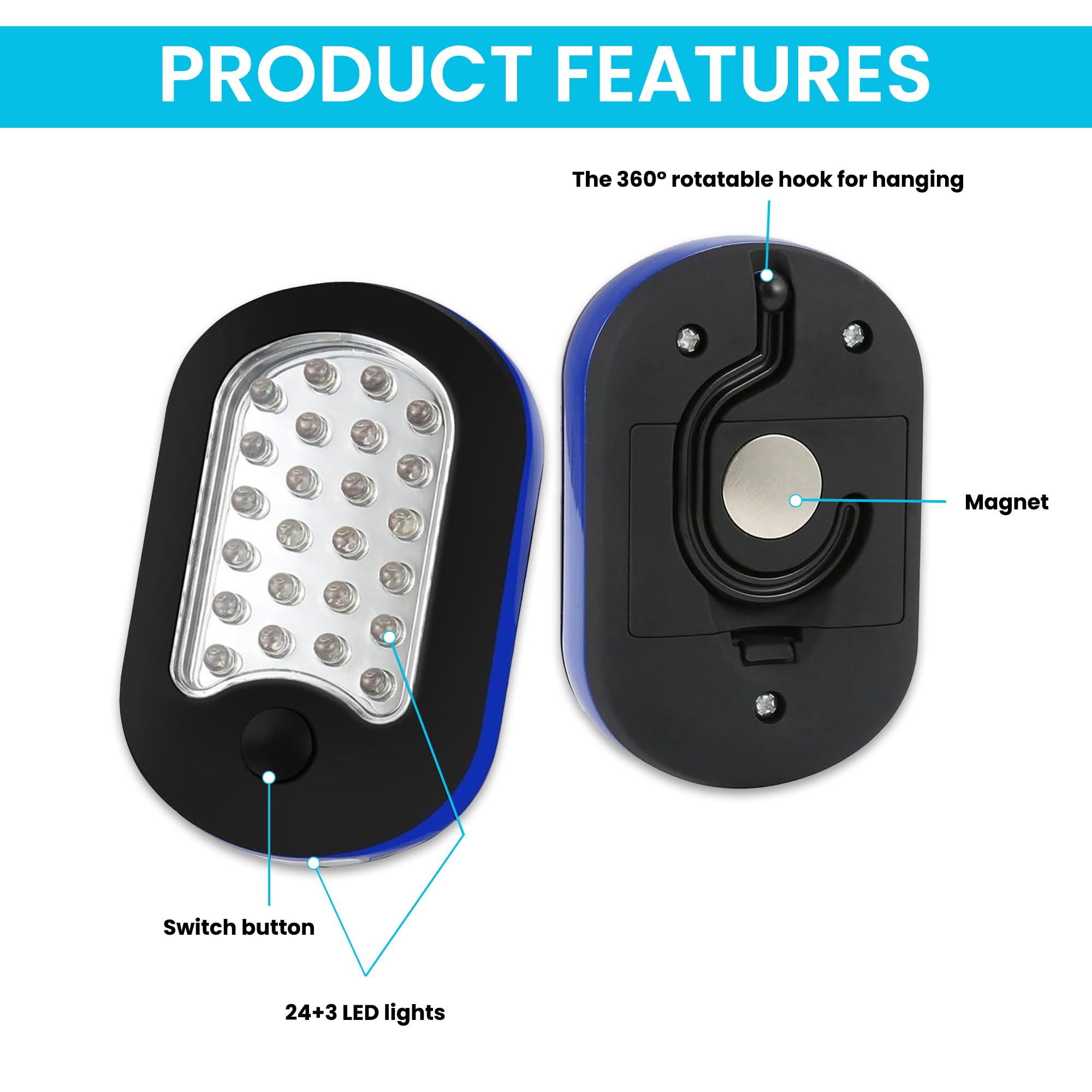 AlltroLite work light with rotatable hook for flexible hanging during repairs.