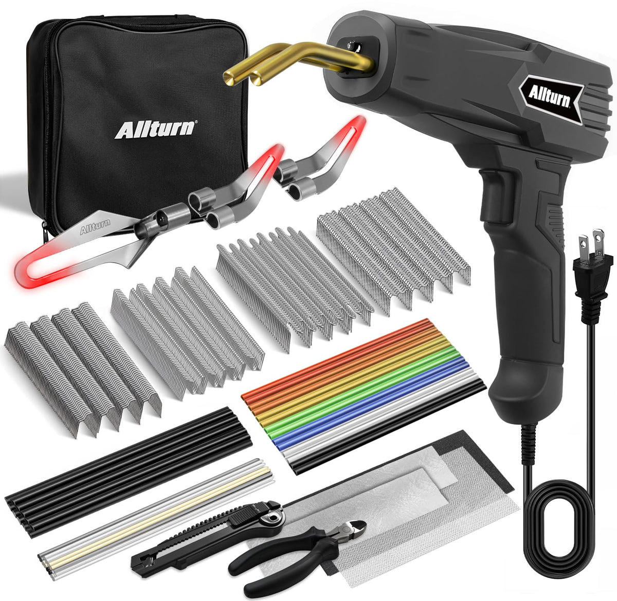 Allturn plastic welder kit in black, front view, ideal for quick mobile repairs.