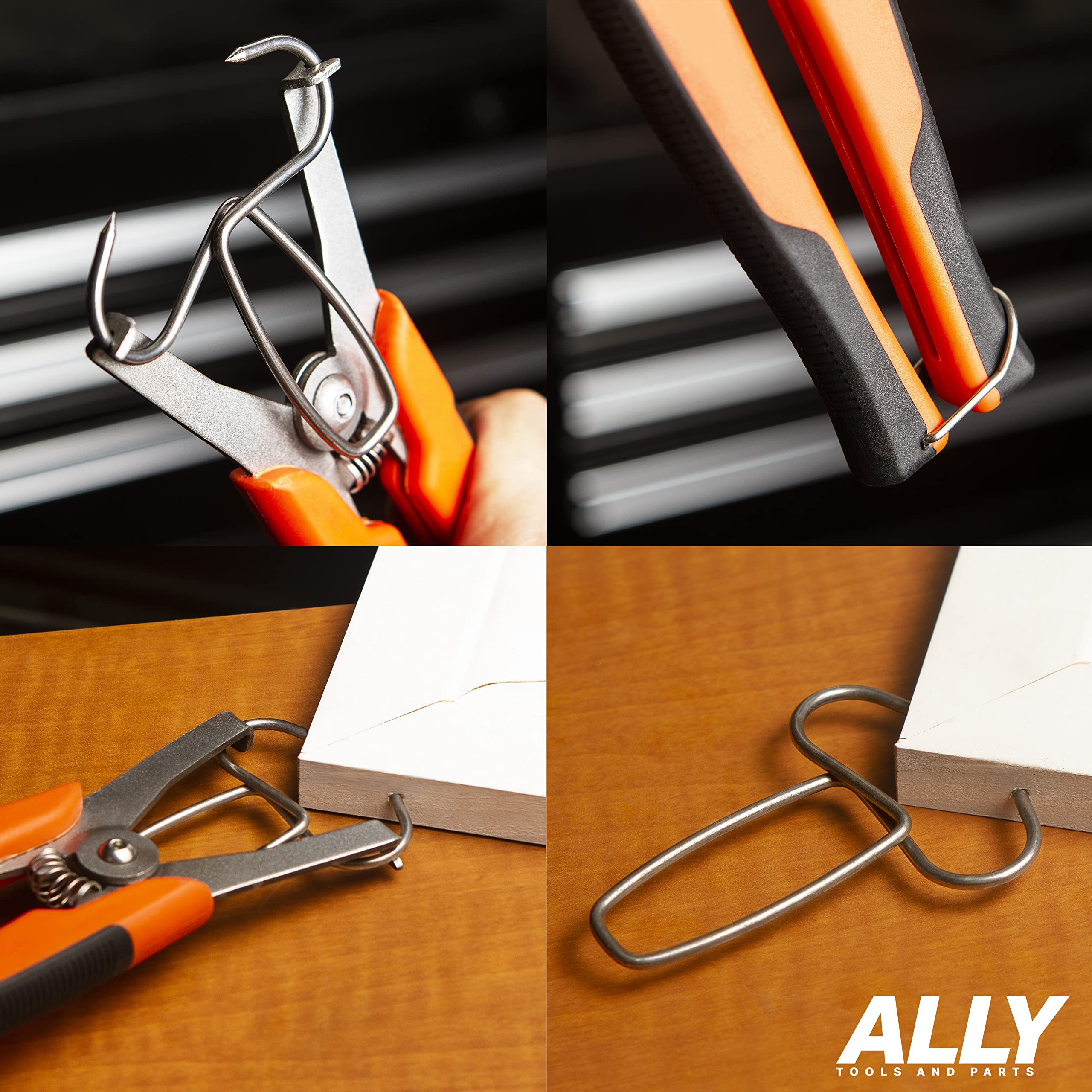 ALLY Tools Miter Spring Clamp Pliers with 8-inch handle, comfortable grip during frame assembly