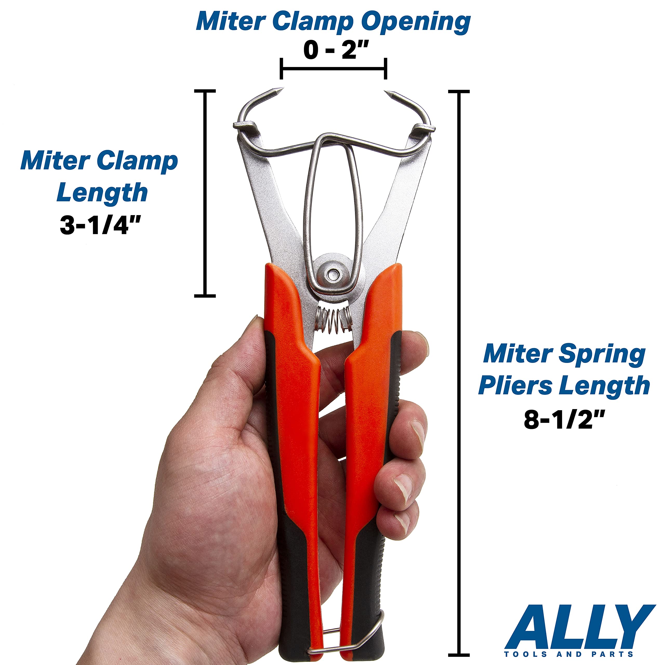 Hook feature on ALLY miter clamps shown in use during tensioning task