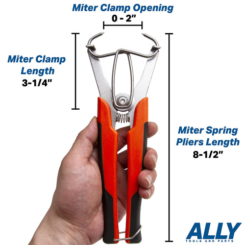 Hook feature on ALLY miter clamps shown in use during tensioning task