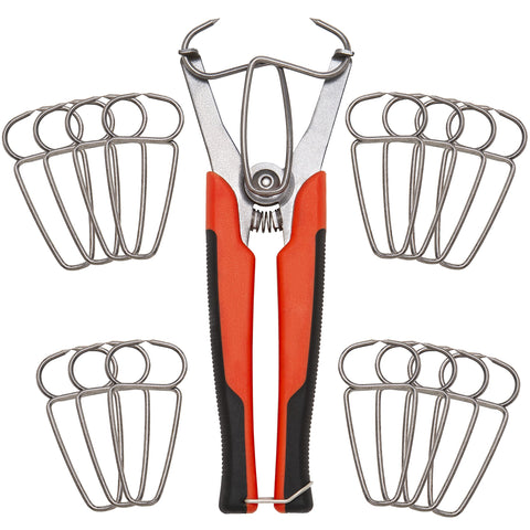 ALLY Tools Miter Spring Clamp Pliers pack closeup showing 16 clamps for faster trim work