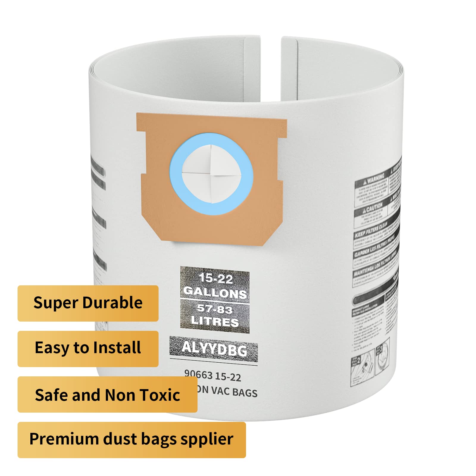 ALYYDBG Shop Vac Bags Type J 90673 shown for versatile compatibility and quick replacement