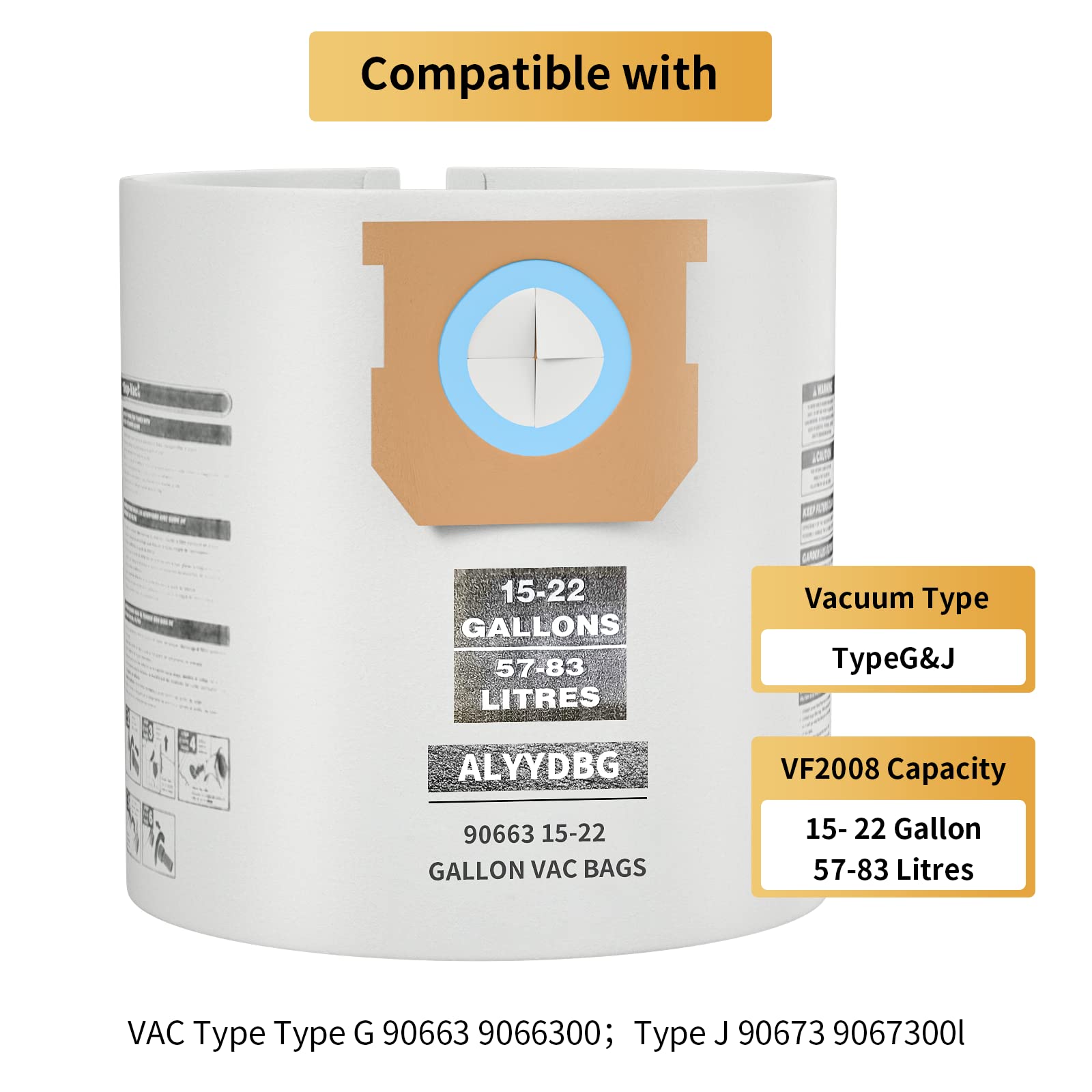 ALYYDBG VF2008 filter bags 5-pack designed for high-efficiency dust collection