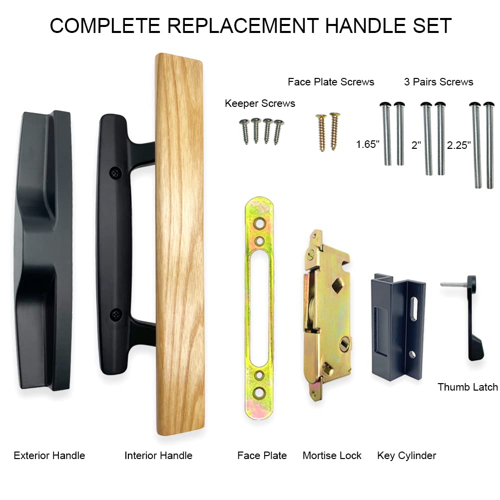ALLYWASAI door handle installation steps showing screw alignment for quick fit