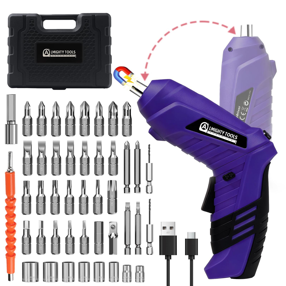 Almighty Tools electric screwdriver compact for easy, precise tightening in small spaces.