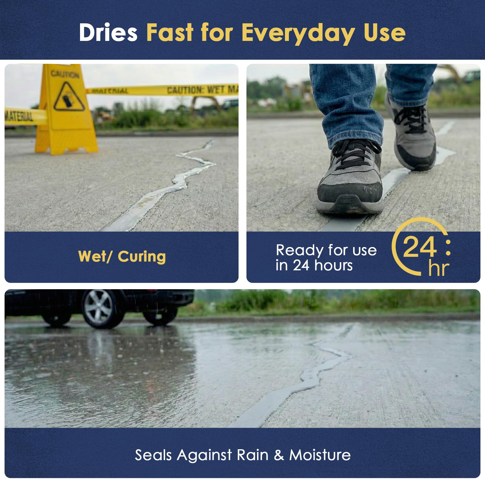 Alofoyo high-elasticity polymer crack-resistance shows flexible sealing against ground movement.