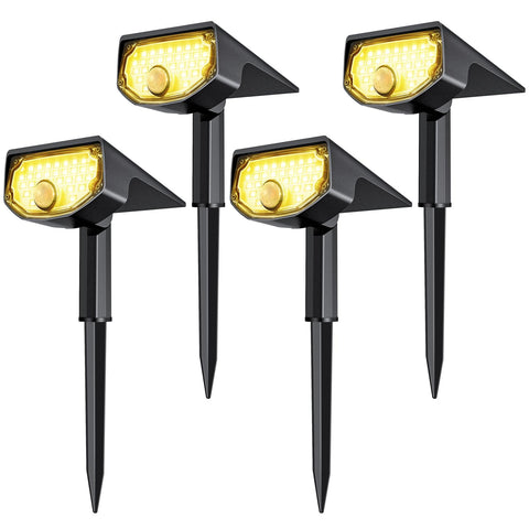 AloftSun solar motion sensor spotlight in front view for bright pathway lighting