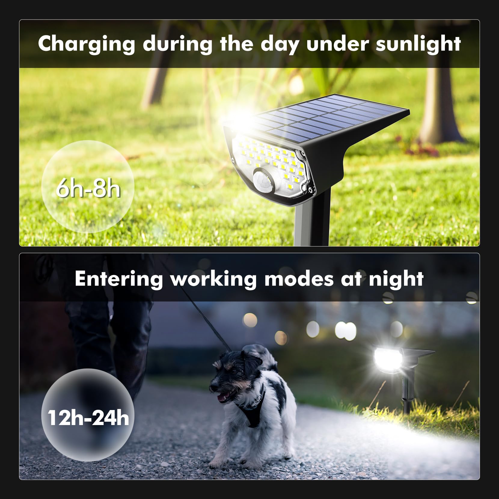 AloftSun two-pack solar spotlights for easy landscape update.