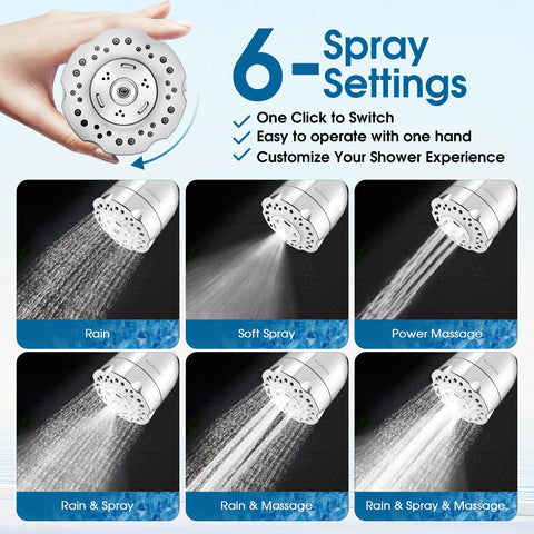ALOHOME 6-spray-settings control handle for personalized cleansing.