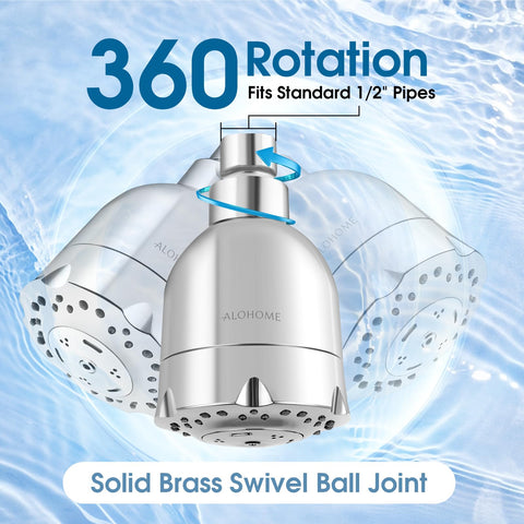 ALOHOME chrome-finish showerhead gleams with rust-resistant durability.
