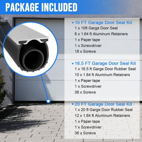 Alophoty seal kit in use on a standard garage door.