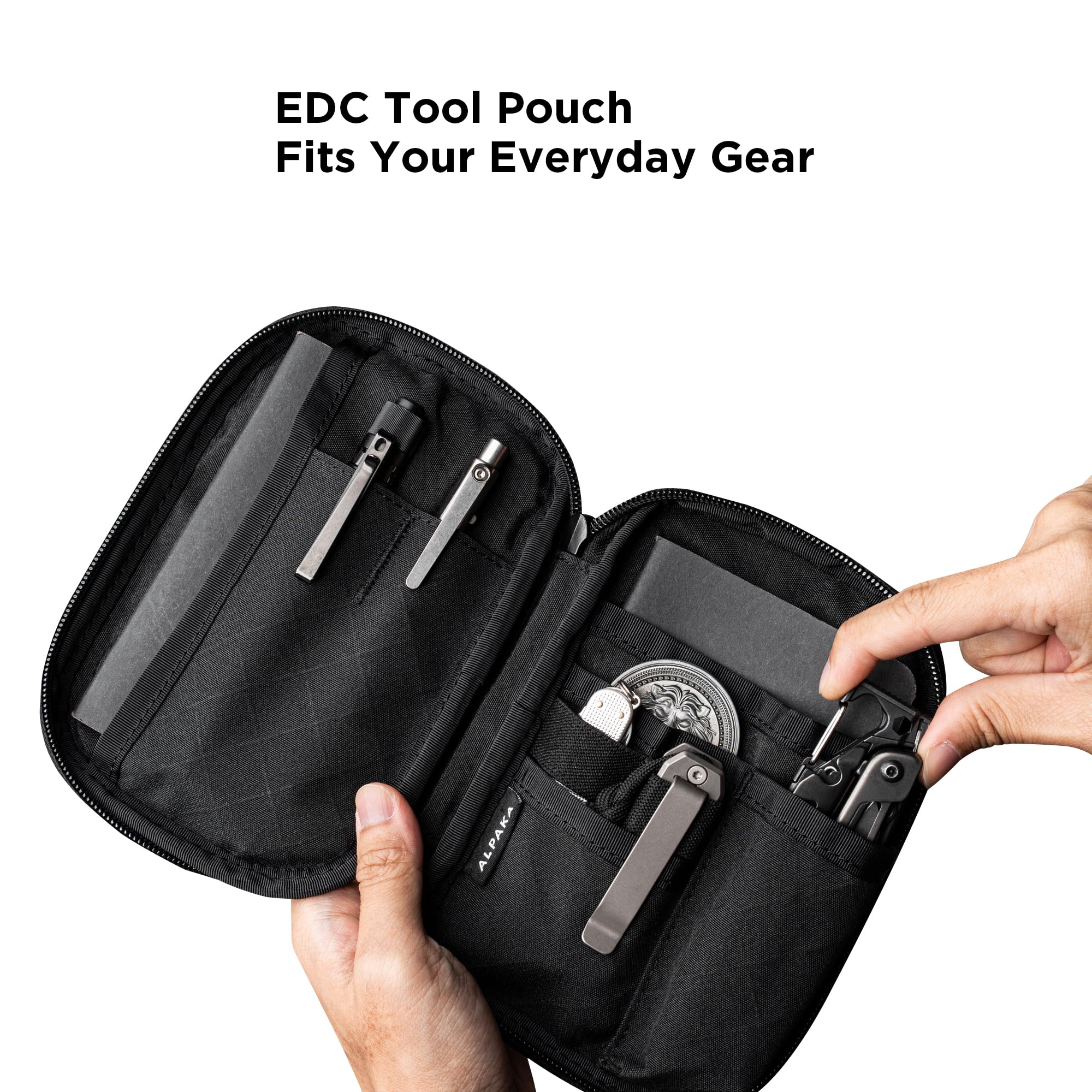 ALPAKA Admin Pouch Pro compact size suitable for pocket or bag.