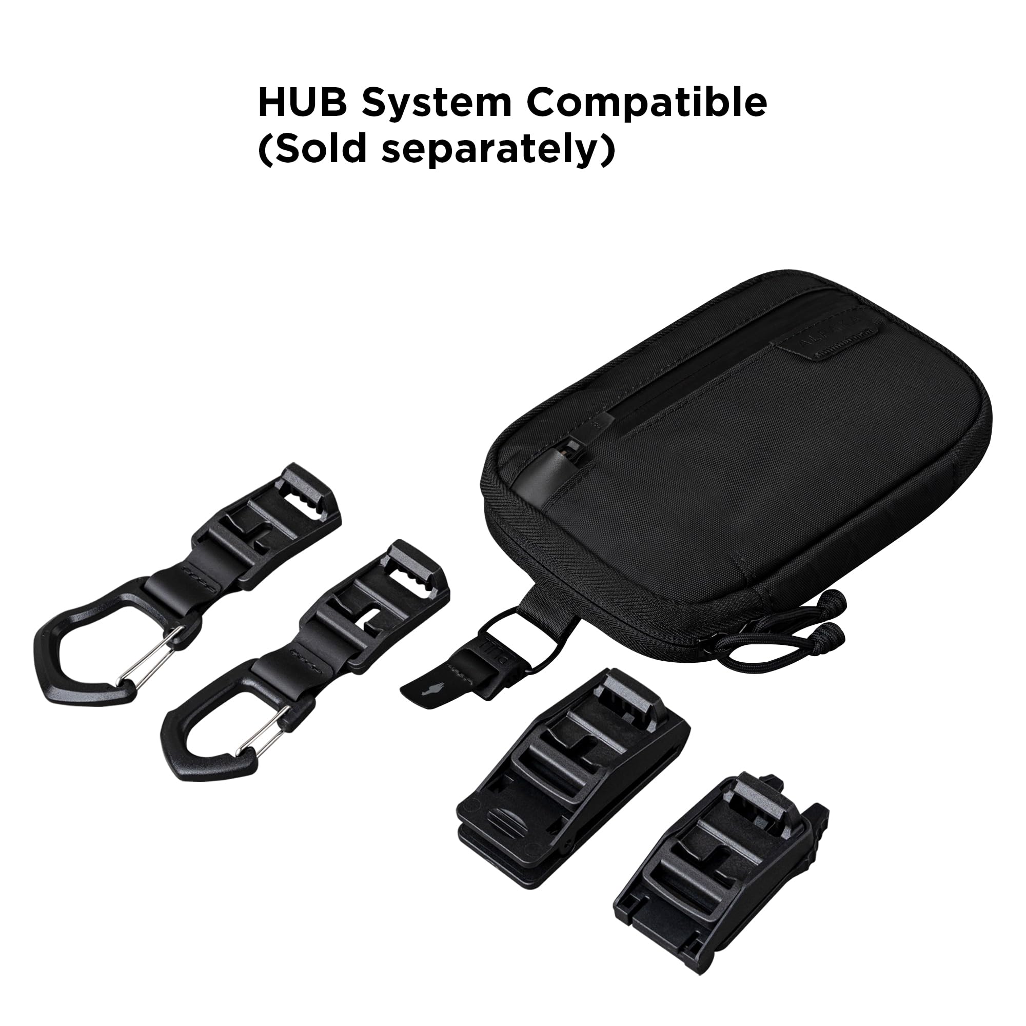ALPAKA Admin Pouch Pro hub-system compatibility enables modular attach-and-go versatility