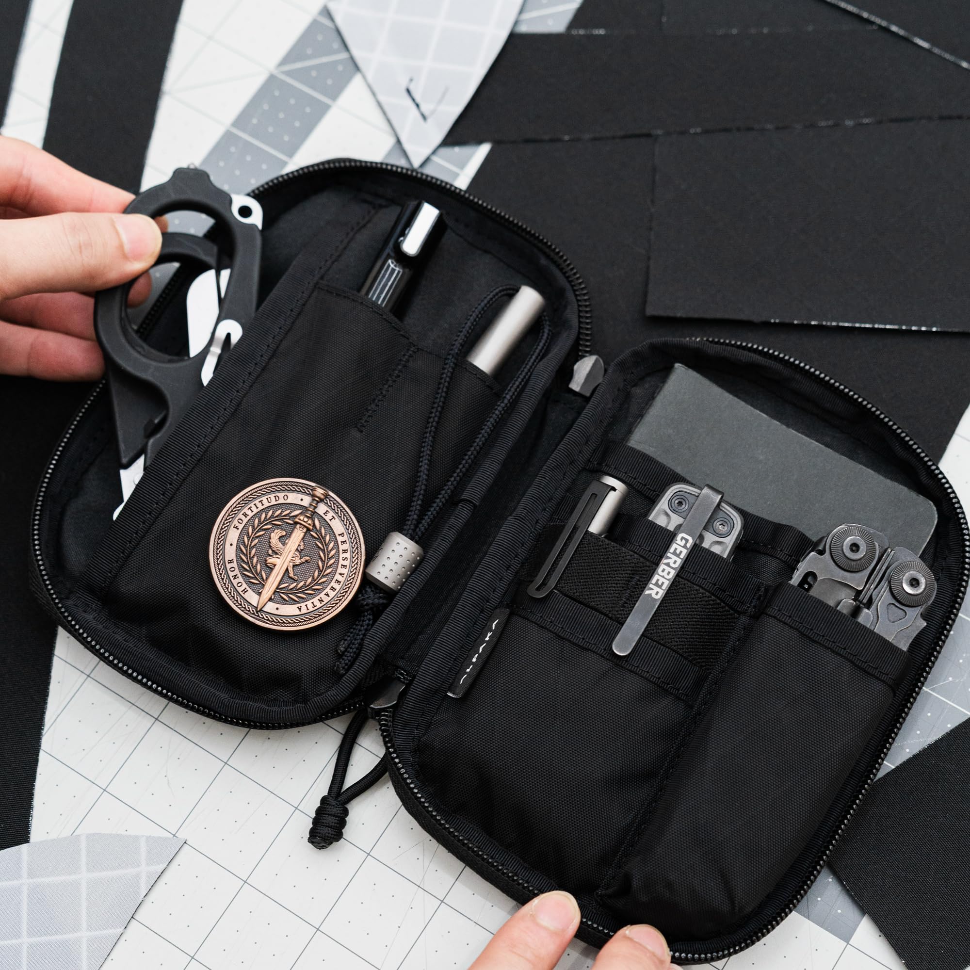 ALPAKA Admin Pouch Pro in use during travel demonstrates practical organization on the go