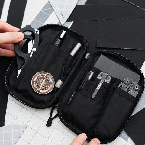 ALPAKA Admin Pouch Pro in use during travel demonstrates practical organization on the go