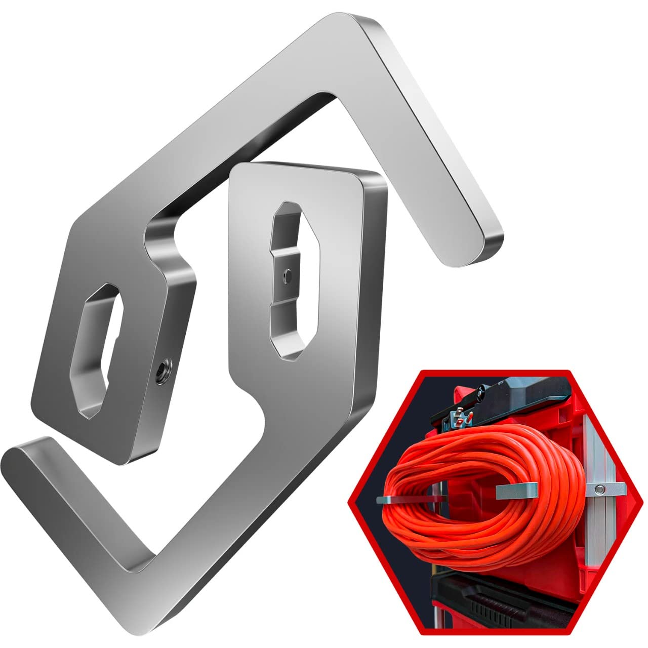 Alpha Engineered Packout Extension Cord Holder, front view, showcasing stable cord organization.