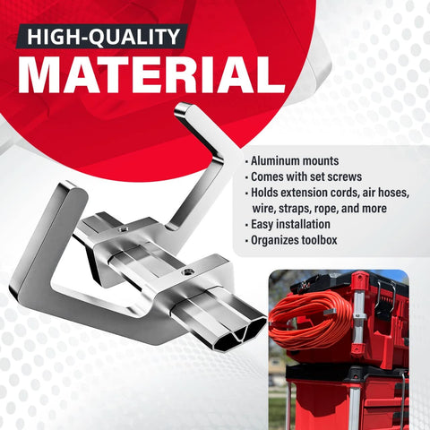 Alpha Engineered Packout Extension Cord Holder, side view, demonstrating flexible mounting options.