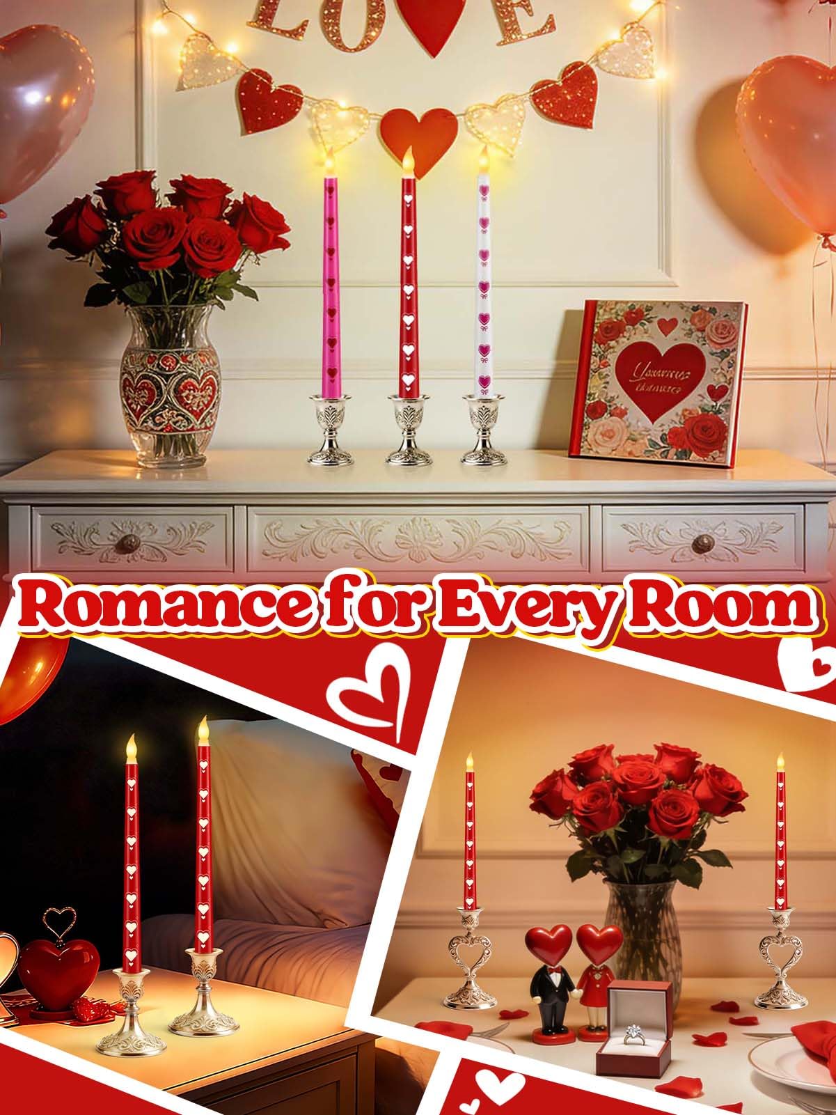 Alphatool gift-ready romance decor candles for anniversaries.