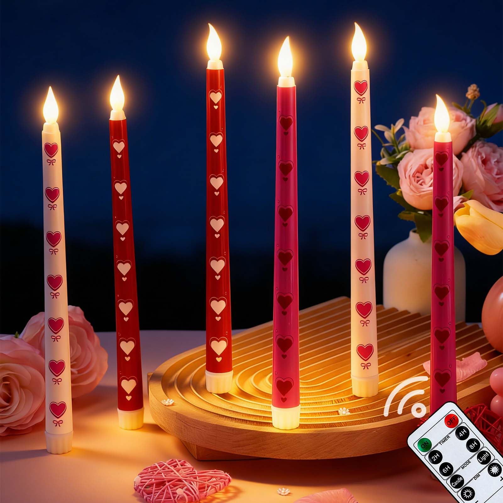 Alphatool heart candles 11in red dining centerpiece offer a warm, romantic glow for date nights.