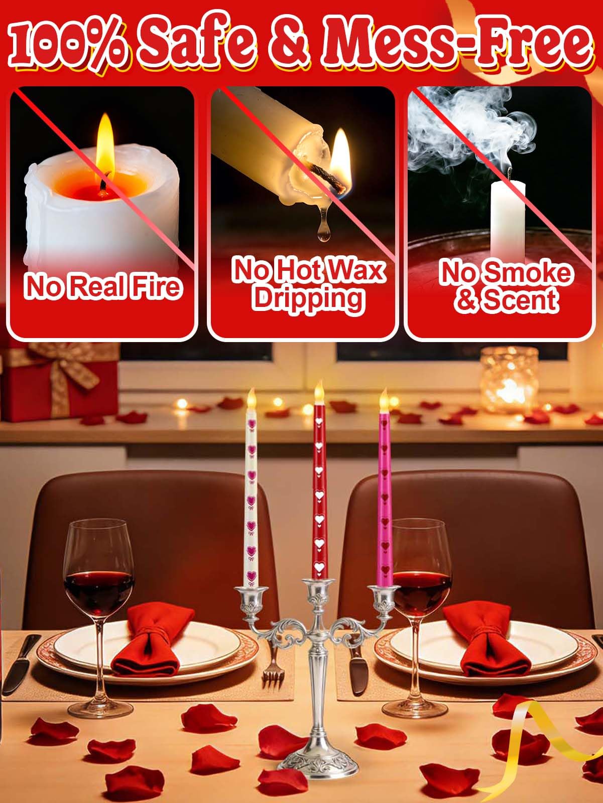 Alphatool heart candles 11in white soft ambiance perfect for wedding decor.