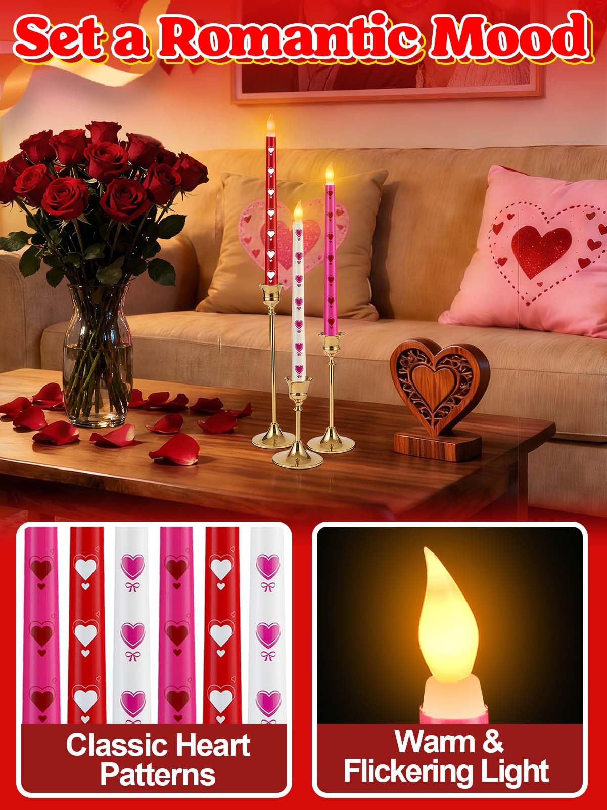 Alphatool LED flameless candles timer control for easy mood settings.