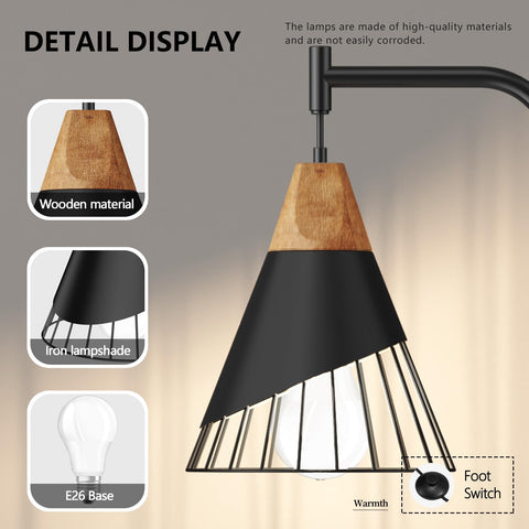 Alrryo black metal frame adds industrial style to the lamp.