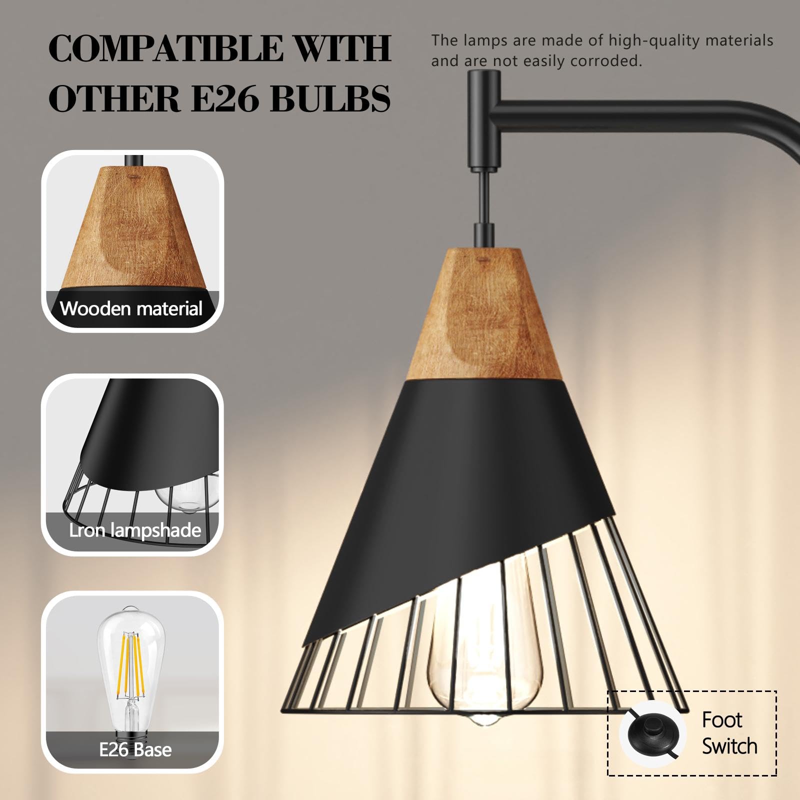 Alrryo conical shade directs downward light for task clarity.