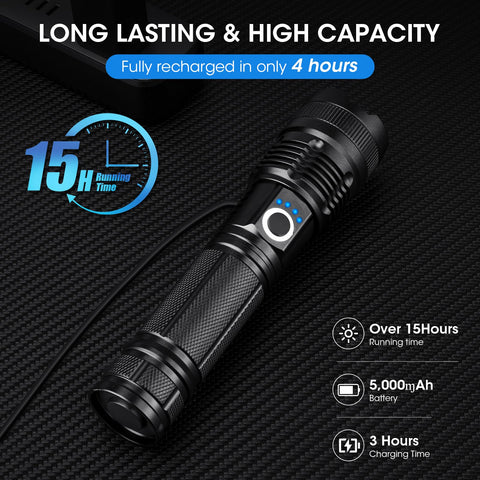 ALSTU flashlight in use outdoors at night demonstrating broad area coverage.