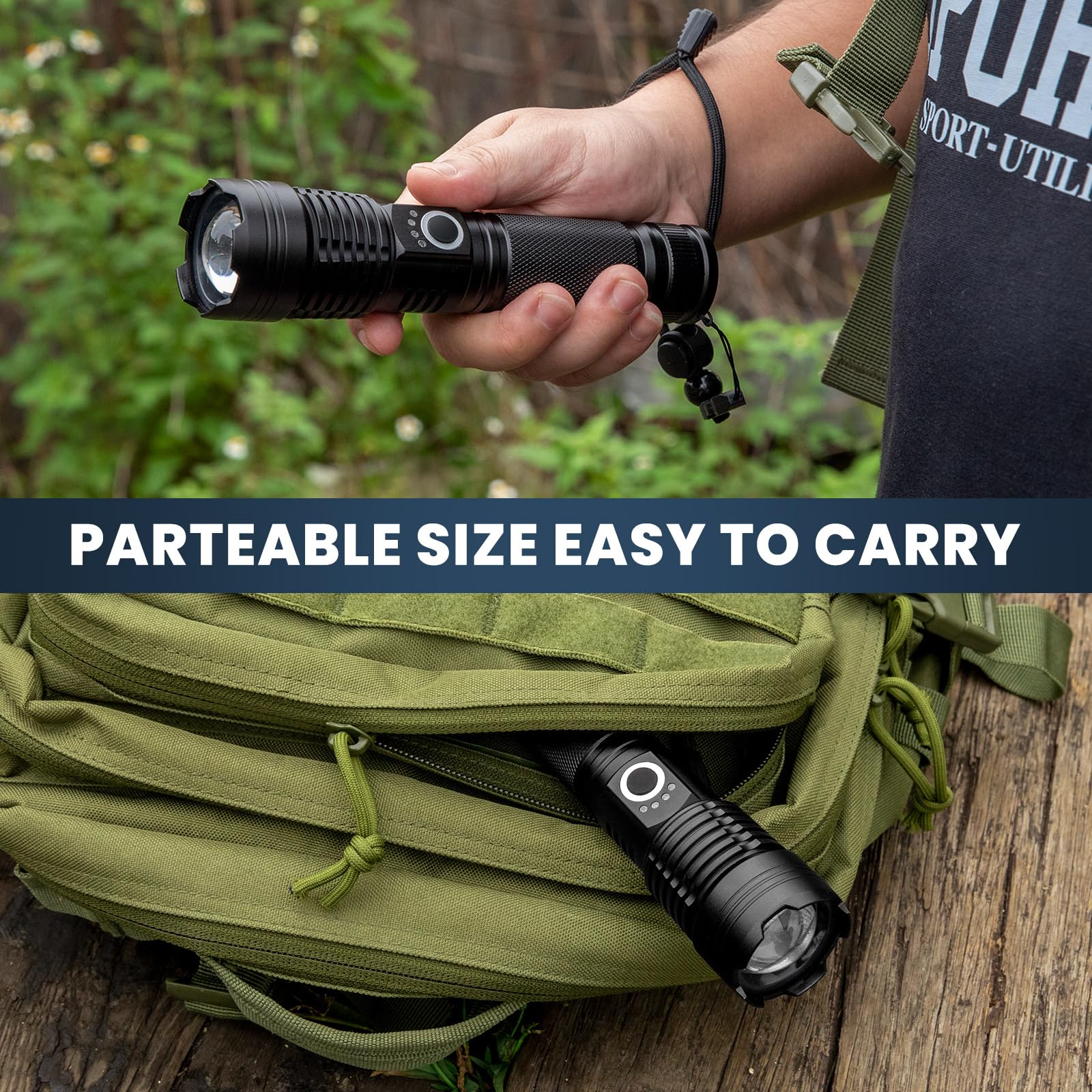 ALSTU rechargeable battery included with the flashlight and convenient USB charging