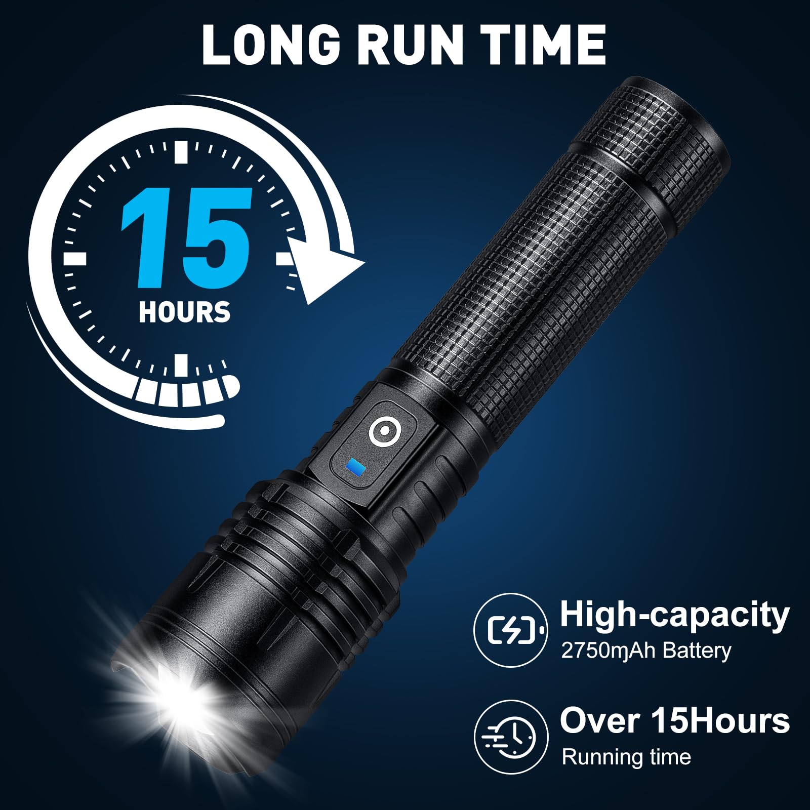 ALSTU flashlight five modes offer flexible lighting for different tasks.