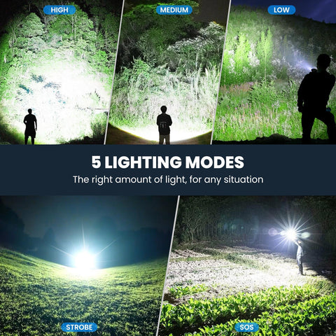 ALSTU high-output LED flashlight for long-range visibility at night