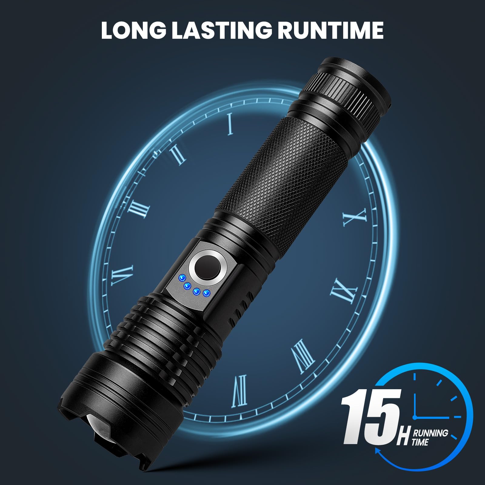ALSTU flashlight with fast charging and battery indicators for quick recharges