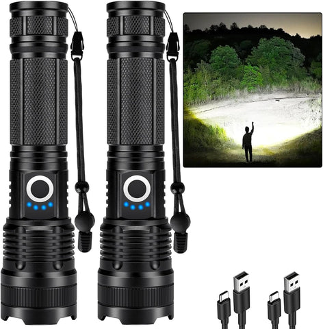 ALSTU rechargeable flashlights dual-pack with high brightness for camping and emergencies