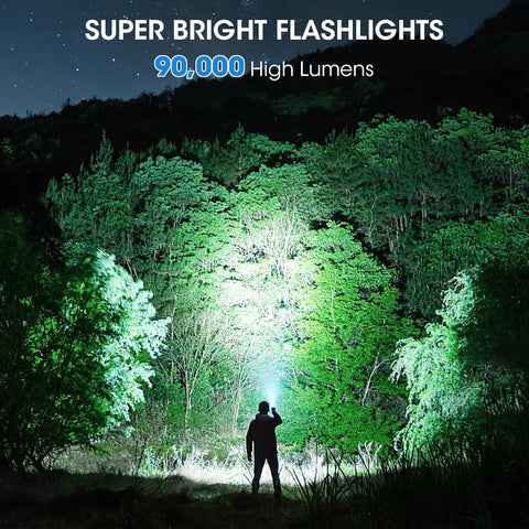 ALSTU two-flashlight package includes batteries and USB cables for quick setup