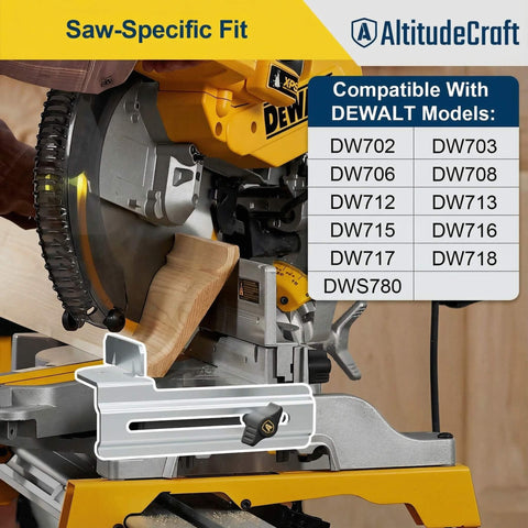 AltitudeCraft universal DEWALT fit demonstrates compatibility across multiple saw models.