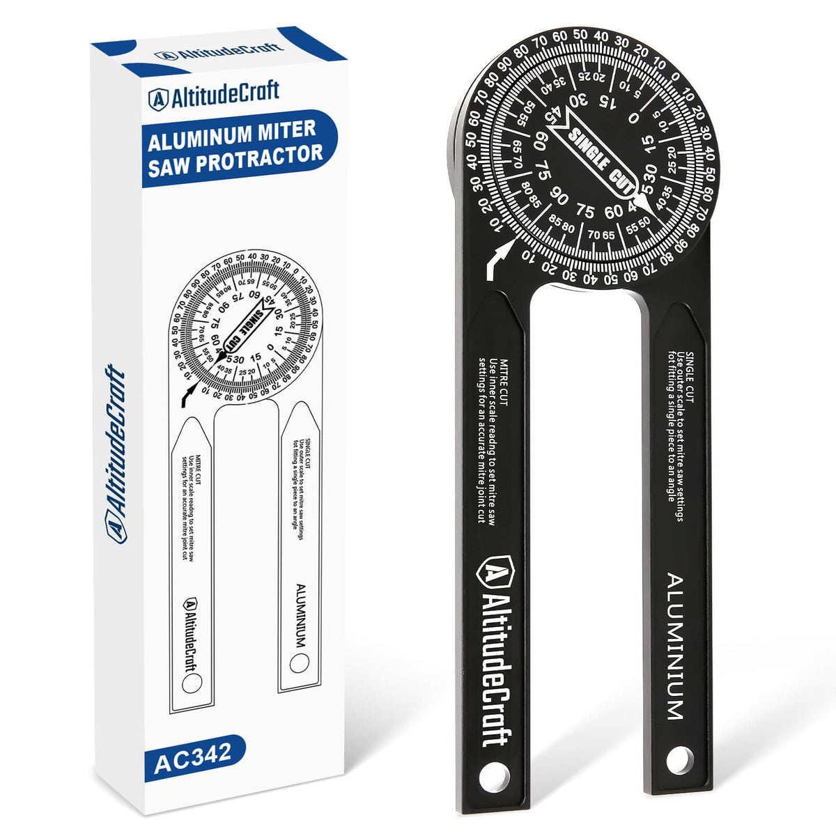 AltitudeCraft precision miter saw protractor angle-scale for no-math transfers