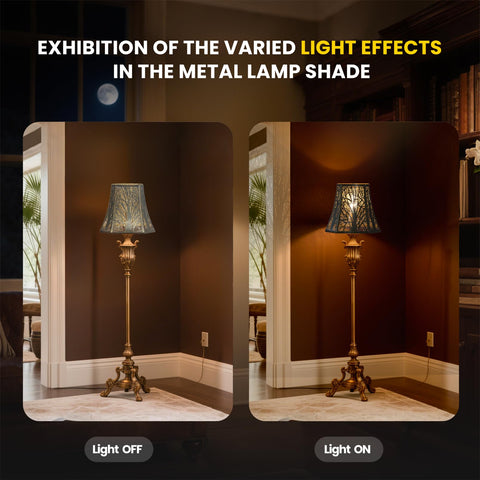 ALUCSET etched forest lampshade suits floor lamps with cozy glow.