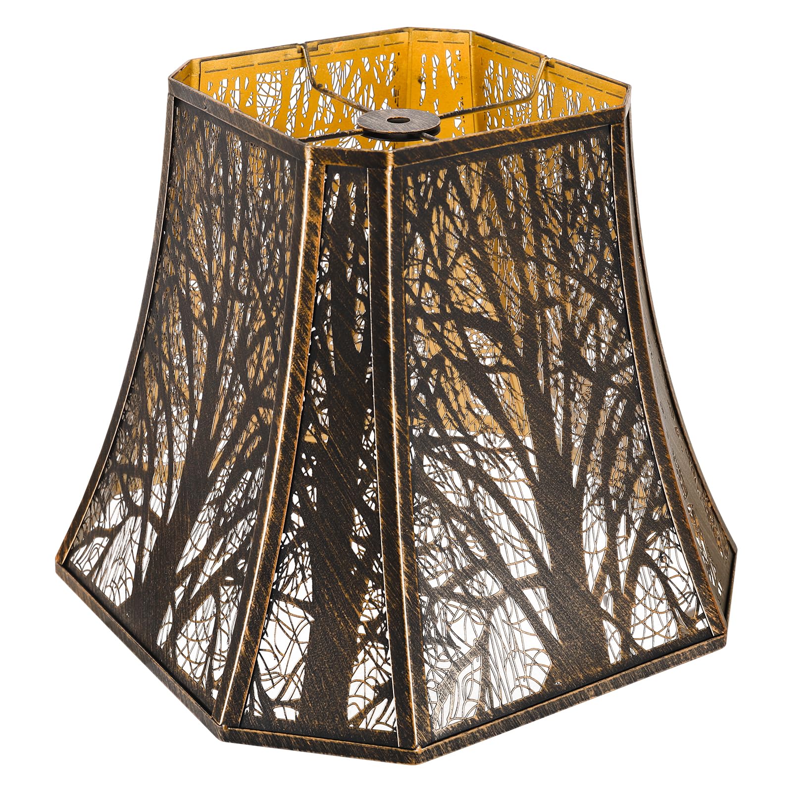 ALUCSET square-cut corner lampshade with forest pattern adds vintage charm.