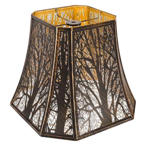 ALUCSET square-cut corner lampshade with forest pattern adds vintage charm.