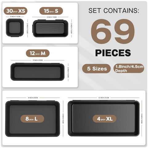 A-LuGei five-size divider system fits shallow drawers and tool chests.