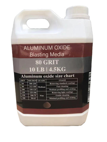 Aluminum Oxide 80 Grit media in blasting cabinet for clean finishes.