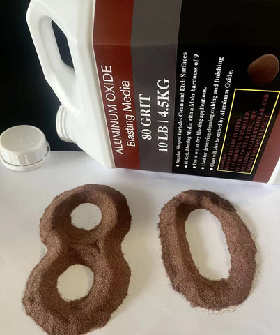 Aluminum Oxide 80 Grit media used for deburring metal edges.