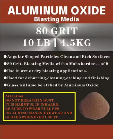 Aluminum Oxide 80 Grit media close-up highlighting angular particles for etching.