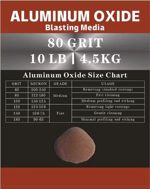 Aluminum Oxide 80 Grit media on glass surface illustrating etched texture.