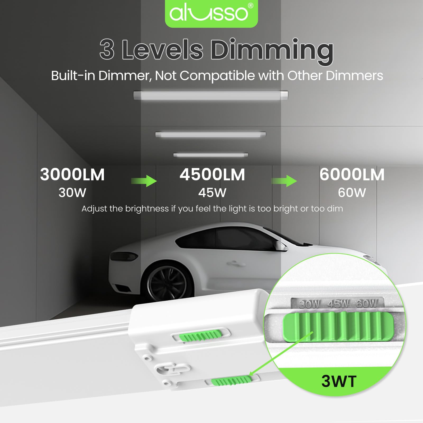 ALUSSO 4ft linkable LEDs expanding garage lighting layout