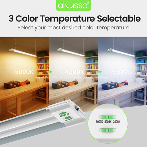 ALUSSO LED Shop Light warm-cool-switch demonstrates CCT versatility
