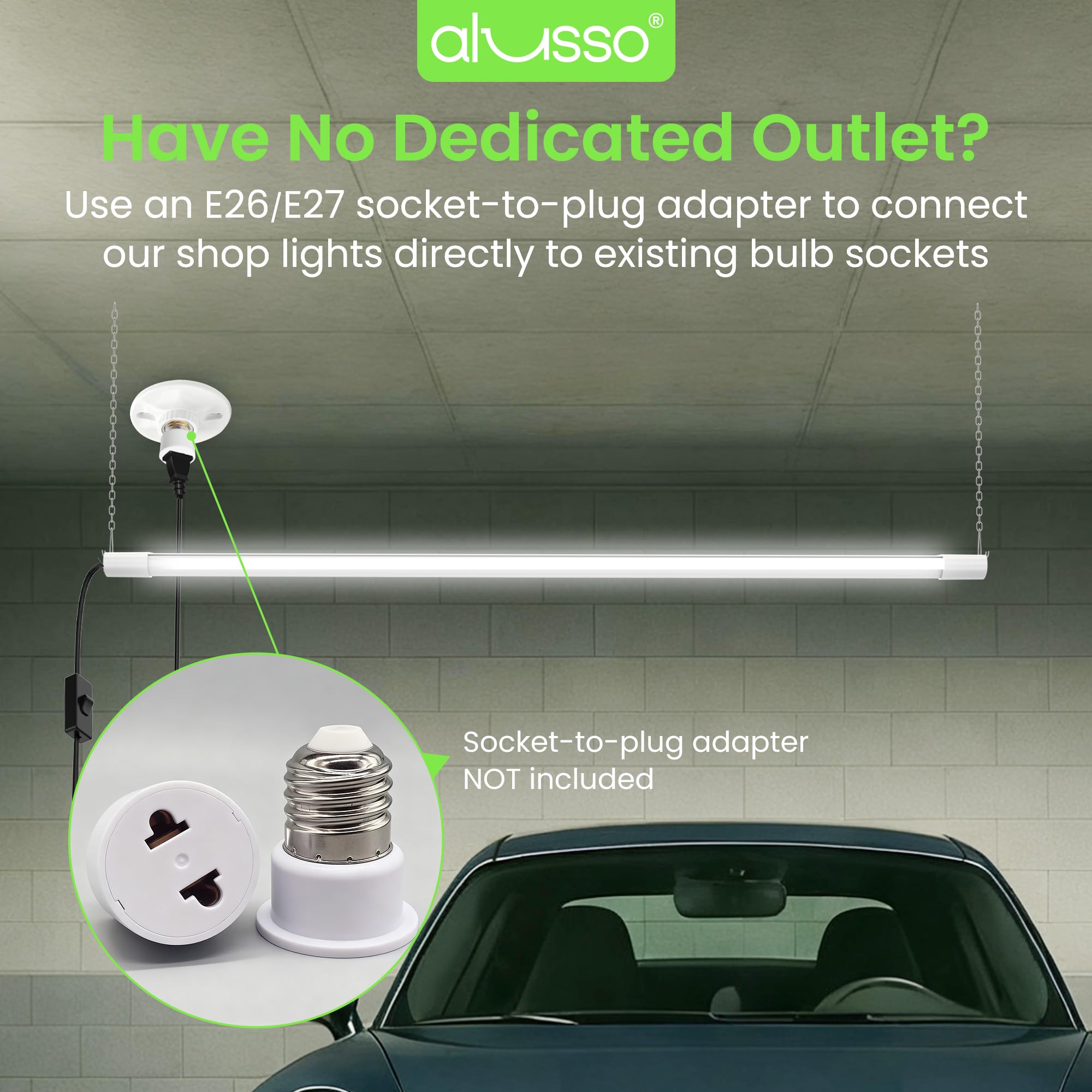 ALUSSO LED shop lights 50,000-hour lifespan reduces replacement needs in garages.